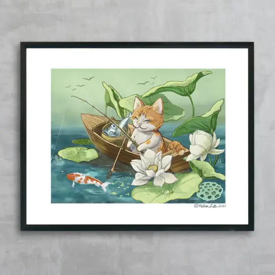 Fishing Kitty Fine Art Print, Wholesale