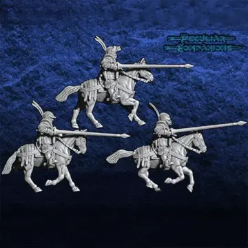 Unpainted 28mm 3D-printed demi lancer medium cavalry, 3 mounted miniatures — tabletop miniatures for historical wargaming, D&D & Pathfinder