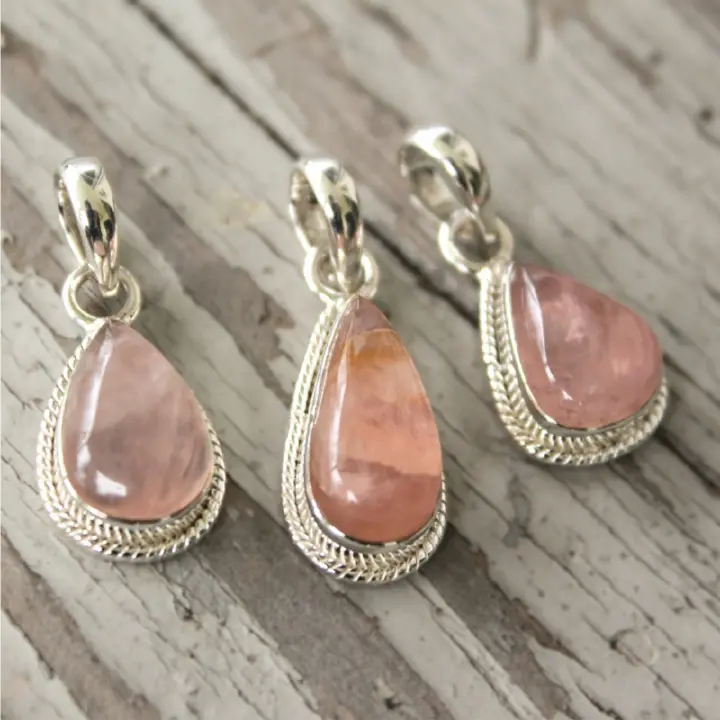 Sincerely - Rose Quartz Pendants in Sterling Silver