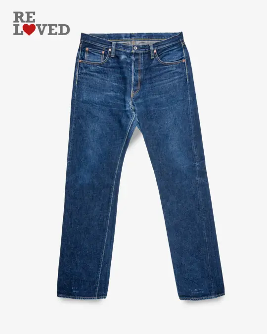 18oz Vintage Selvedge Denim Straight Cut Jeans - Indigo (IH-634S-18) Tag 38, Hemmed to 33.5"