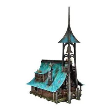 Schoolhouse 28mm 3D printed medieval fantasy town terrain, painted example, side view