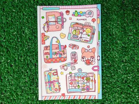 may 2026 "busy planner" vinyl sticker sheet