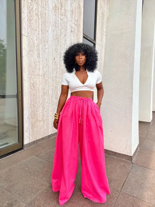 Zara Pink Denim Palazzo