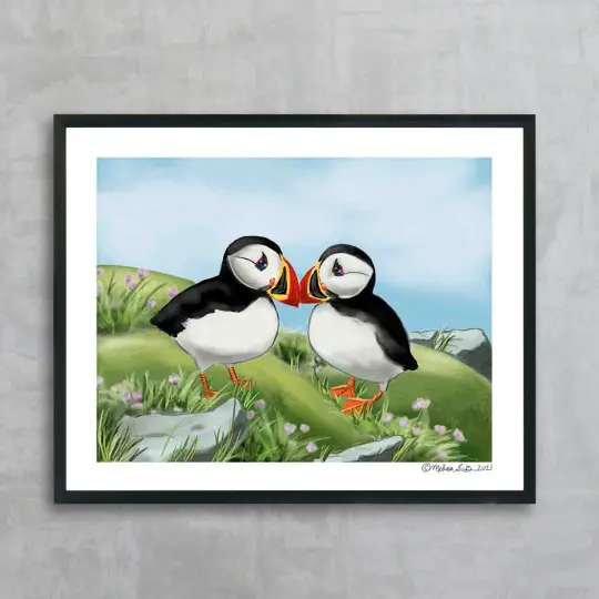 Two Puffins Fine Art Print