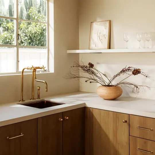 Aged Brass Kitchen Faucet With Long Legs