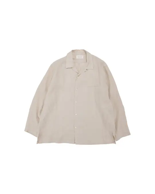 MARKAWARE Open Collar Shirt Hemp Shirting Taupe