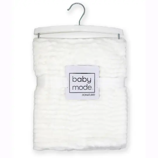Baby Mode Baby Boys and Baby Girls Ridged Plush Baby Blanket, White