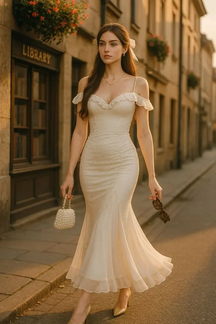 White suspender one shoulder tube top waist fishtail skirt sexy long dress homecoming dress R3819