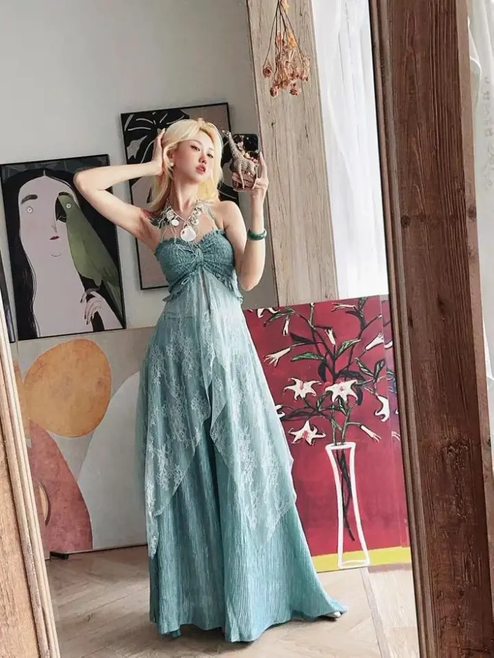 Retro Flowy Tiered Women's Prom Gown Green Waist Fitted Maxi Evening Dress Birthday Dress — Fall Outfit 2026 New RS3232