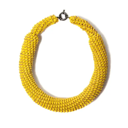 "Sunburst" Yellow Oversized Leather Neckpiece