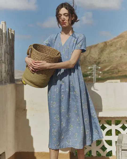 Maxi NERJA wrap-front linen dress