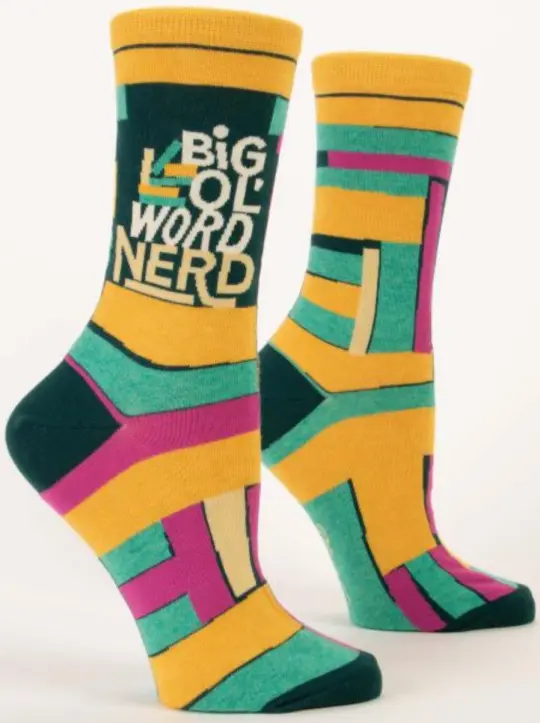 Blue Q BIG OL' WORD NERD W-CREW SOCKS