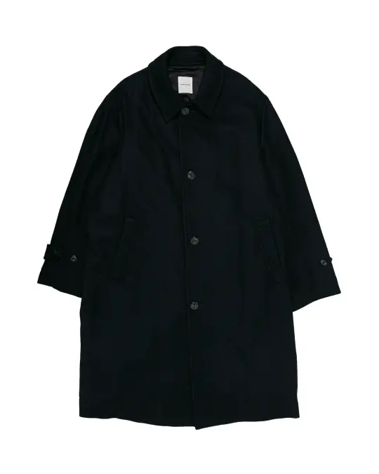 Sage de Cret Harris Tweed Balmacaan Overcoat Black