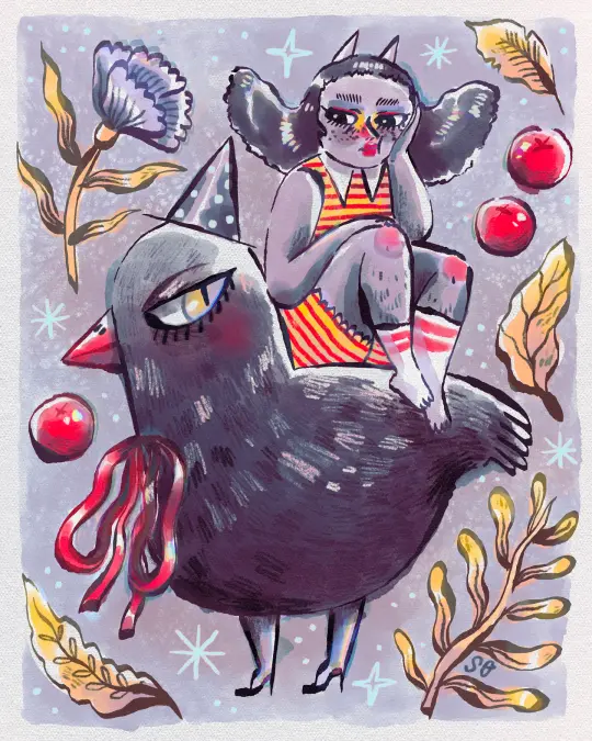 Demon And Crow - Print