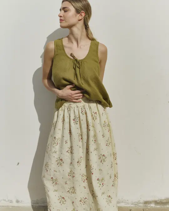 SION gathered linen skirt
