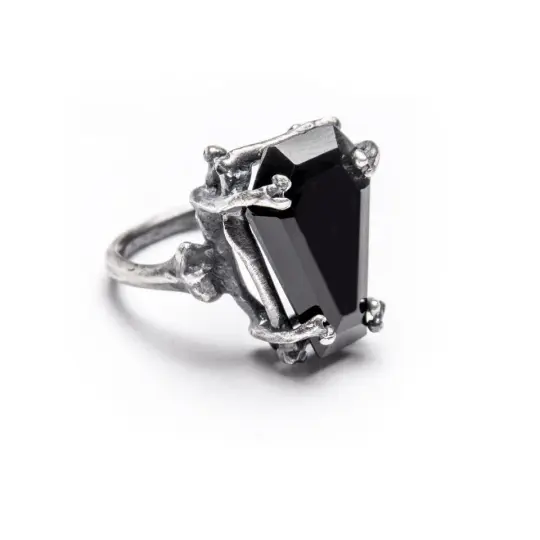 Easeful Death. Medium Onyx Coffin Ring.
