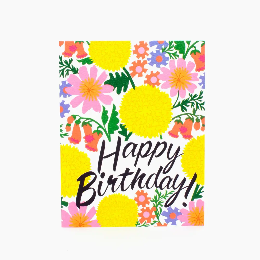 Jazzy Flowers Happy Birthday Card