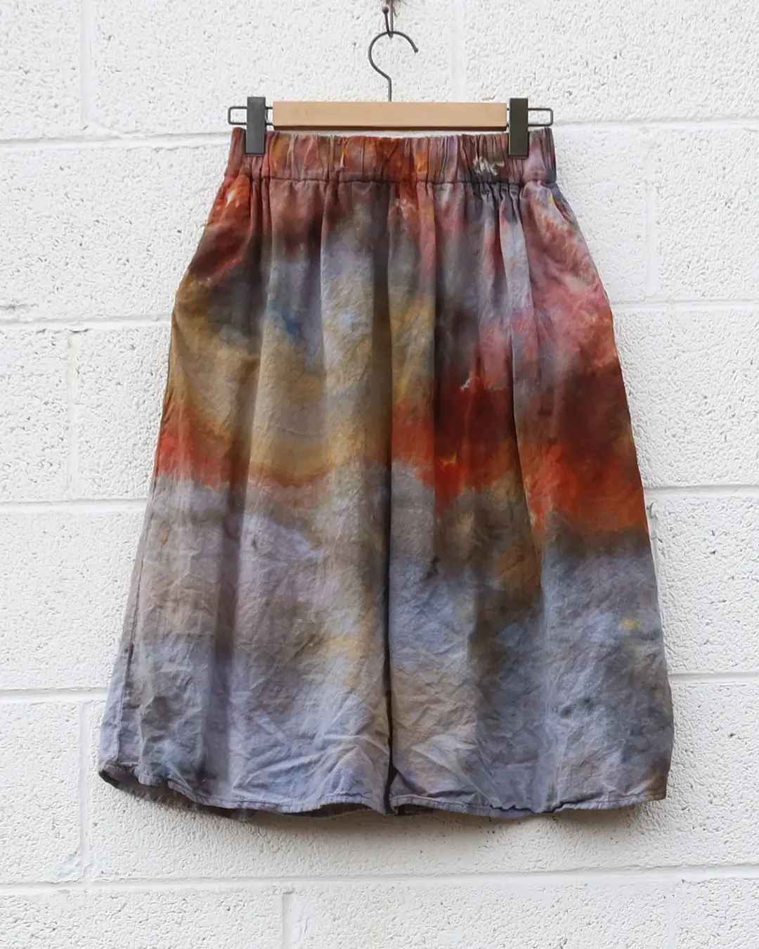 OOAK - Mimosa Below Knee Skirt / M / Cotton Woven / Ice Dye (484)