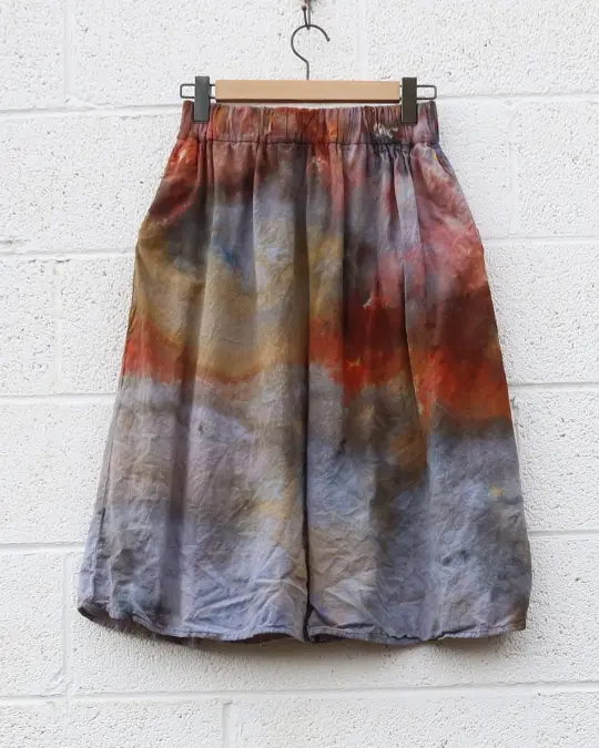 OOAK - Mimosa Below Knee Skirt / M / Cotton Woven / Ice Dye (484)