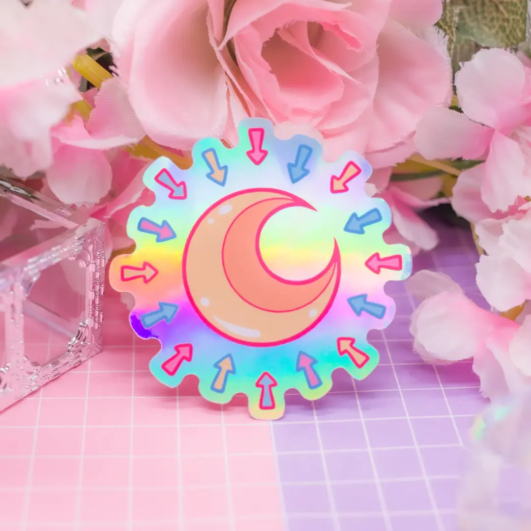 Pointy Moon holographic vinyl sticker