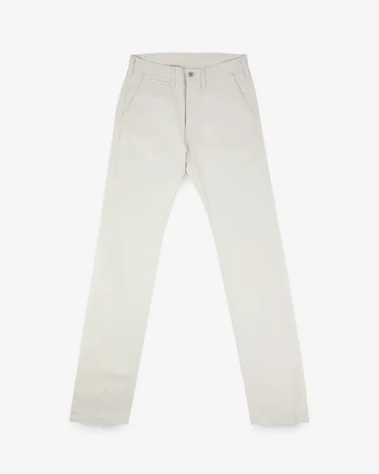 9oz Mercerised Selvedge Cotton Relaxed Tapered Cut Chinos - Ivory