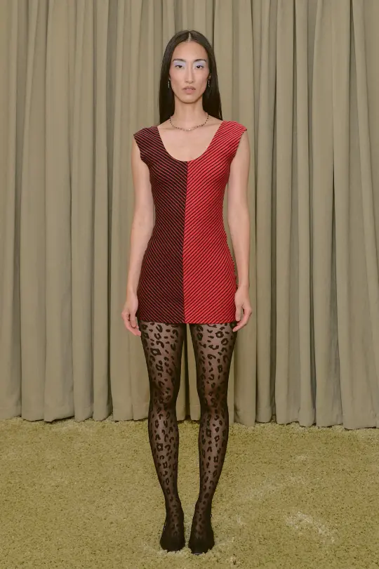 Blood Stripe Scoop Mini Dress