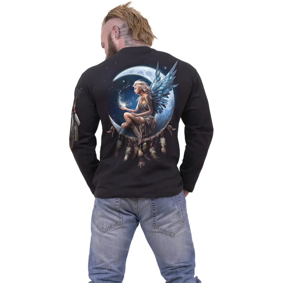 Gothic Moon Fairy Long Sleeve T-Shirt - Dark Academia Celestial Tee - Witchy Aesthetic