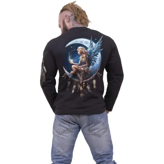 Gothic Moon Fairy Long Sleeve T-Shirt - Dark Academia Celestial Tee - Witchy Aesthetic
