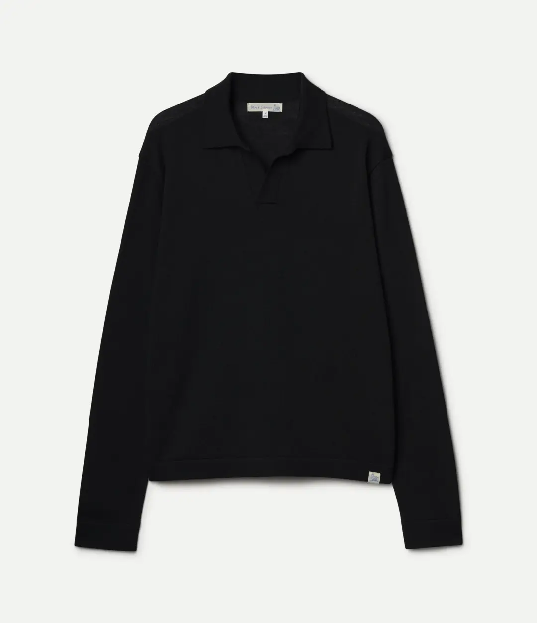 Refined Knitted Merino Wool Long Sleeve Polo Shirt