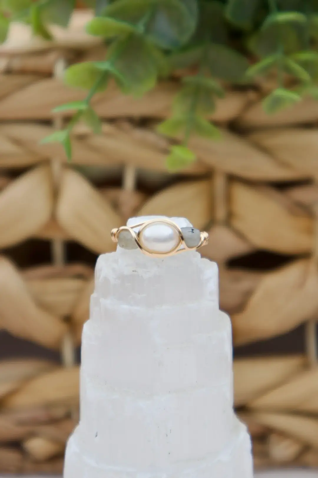 Labradorite Pearl Ring