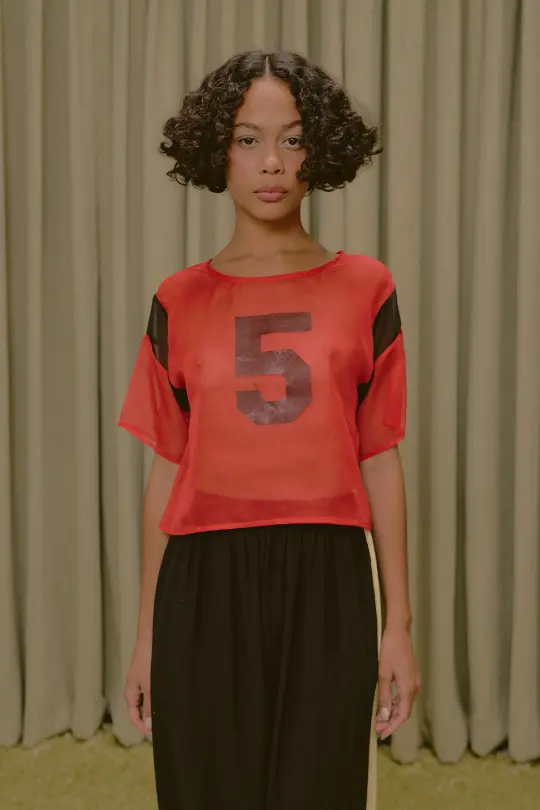 Sheer Football Tee Red/Black