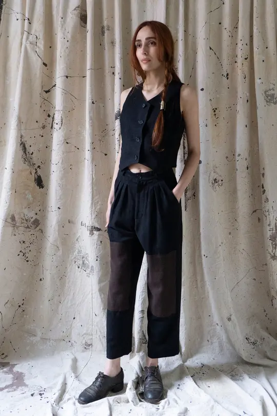 Alfie Linen Trousers with Knee Patches