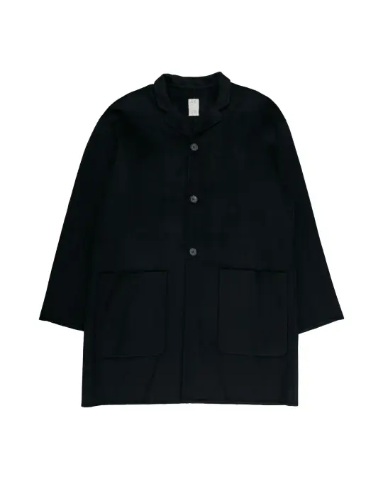 Seya. Double Face Half Coat / Silk Blended Merino Wool Black