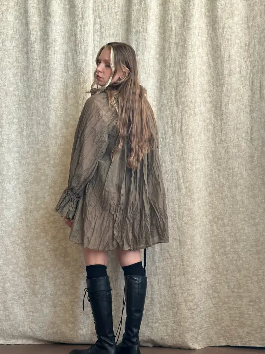 FW '26: Alchemist Chemise in Green Crinkle Silk-Cotton Voile (Pre-Order)