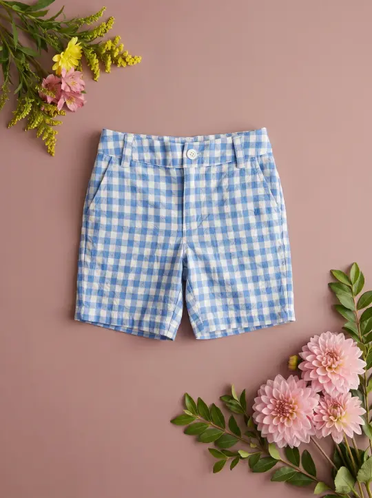 Mini Boys' James Shorts in Blue Gingham