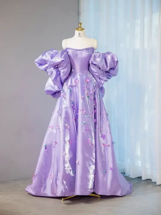 Light purple strapless fitted long ball gown, bridal dress R9030