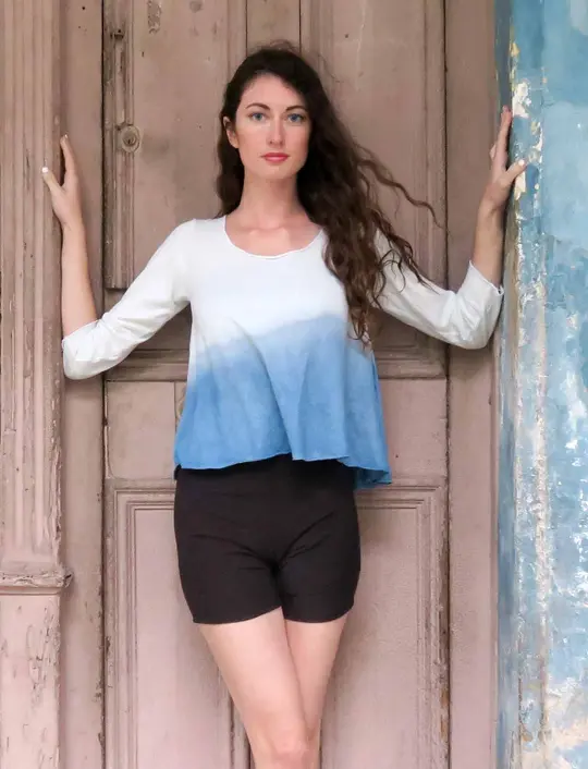 Slip Wanderer INDIGO Dip-Dyed Cropped Shirt