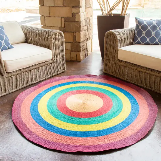 Handwoven Palm Round Area Rug (59" diameter)