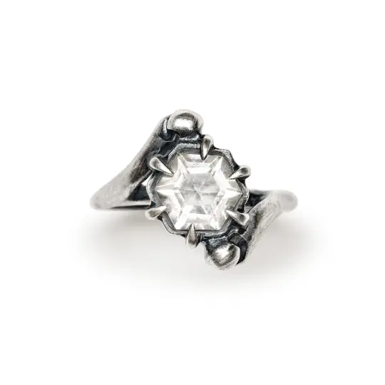 The Hexa-Hemeron Cat. Clear Quartz Ring. Size 7.