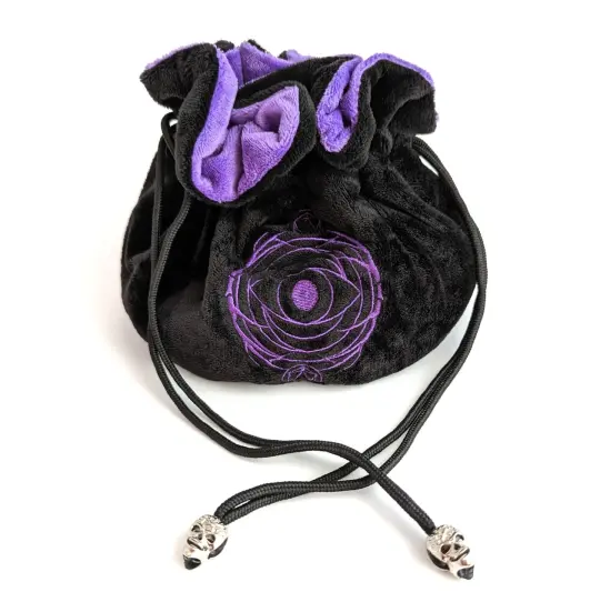 Warlock Dice Bag – Multi-Pocket Black Purple Velvet Pouch with Sigil | Fennek & Finch