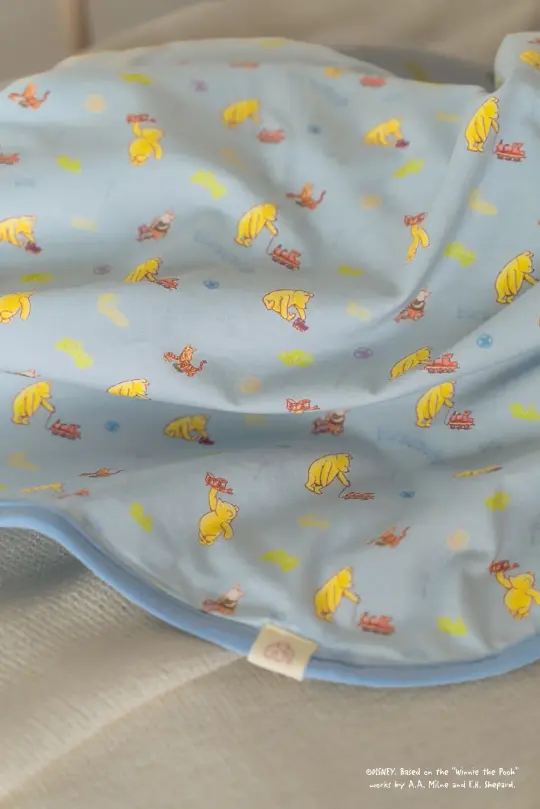 Cotton Jersey Blanket - Blue Trains Pooh