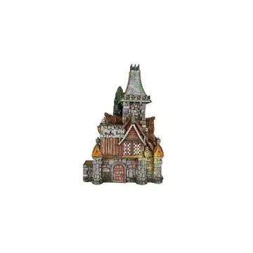 Fully painted 28mm 3D-printed tower manor on a round stone mount — tabletop RPG terrain for D&D, Pathfinder & wargaming