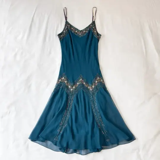 Resort Navy Homecoming Dress , Flowy Chiffon Sequins Short Prom Dress Summer Dress RS1606