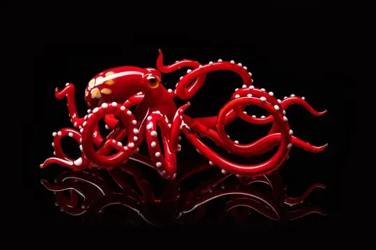 Red Blown Glass Octopus Ocean Octopus Sculpture Cephalopod Blown Glass