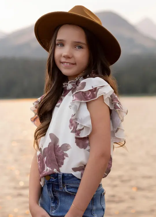Isadora Top in Large Cream Floral