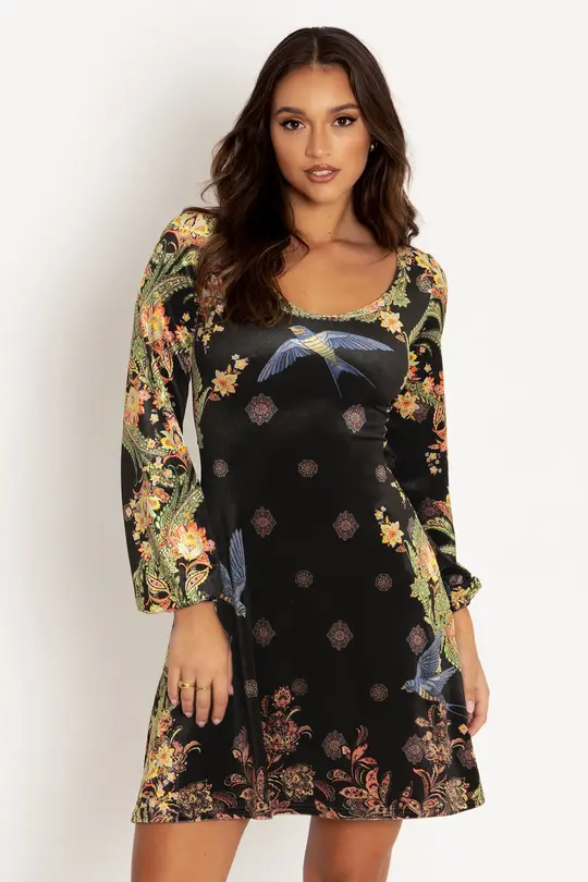 Waiting In The Wings Velvet Scoop Bishop Longline Dress