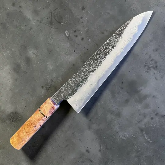 Masuda Yoshihide Blue #1 Kurozome Damascus Gyuto 210mm with Prisma Knife Custom Handle