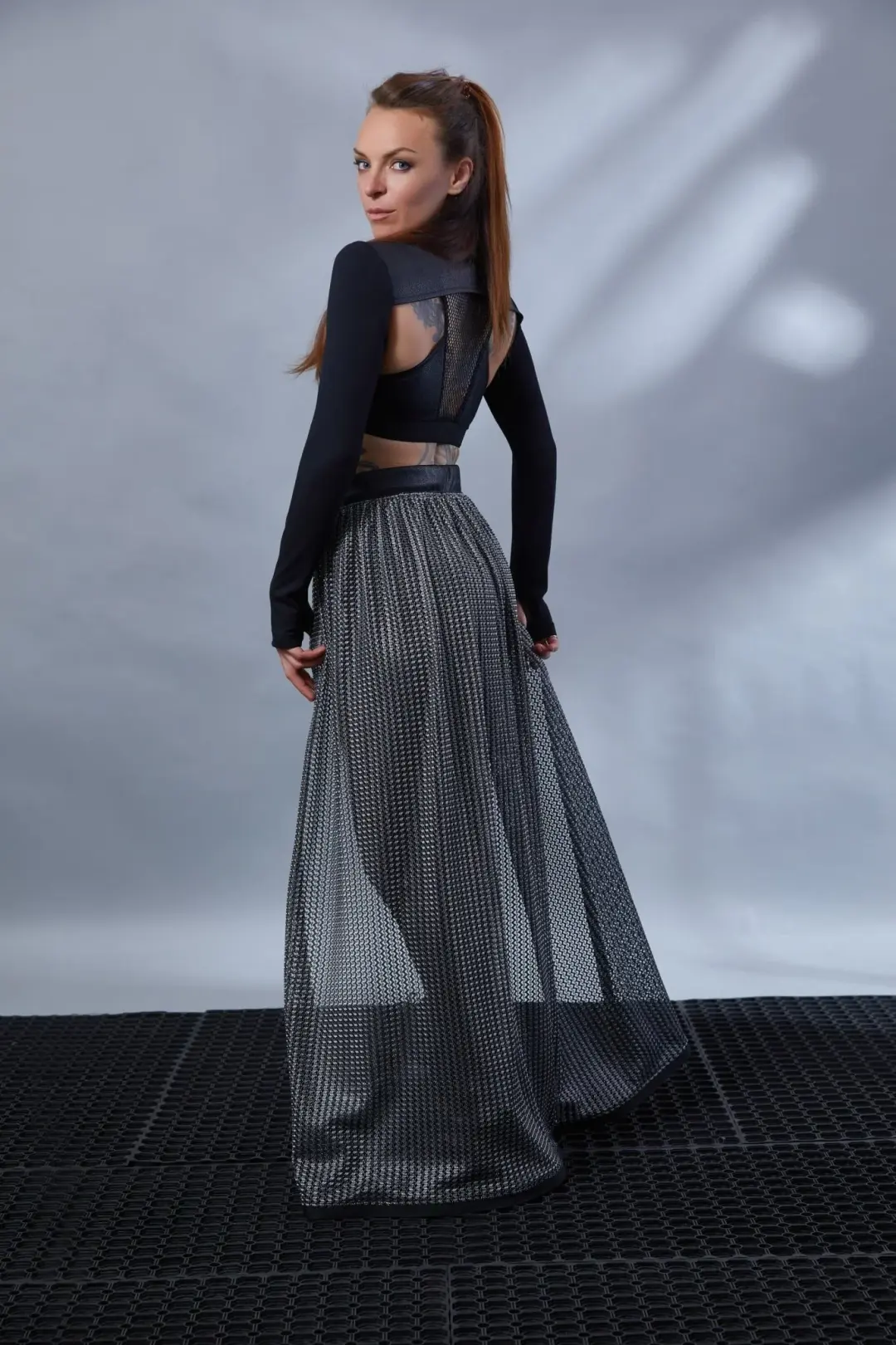 FS-M Black and silver festival open skirt
