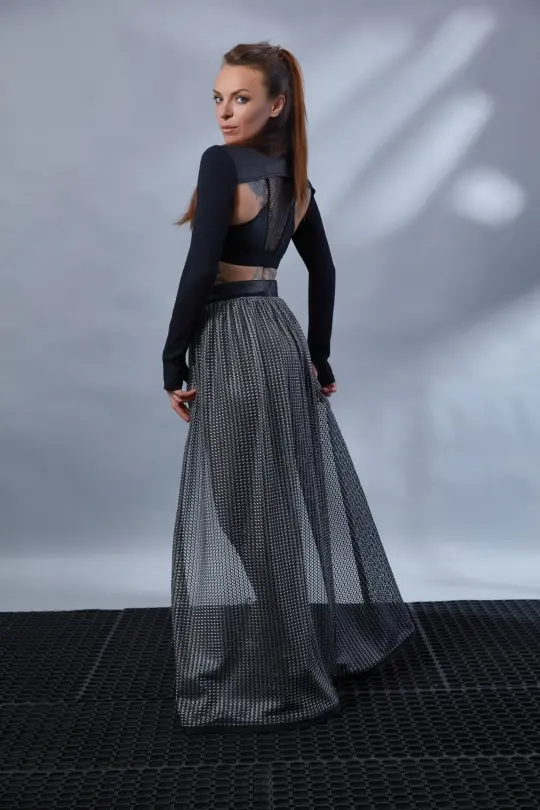 FS-M Black and silver festival open skirt