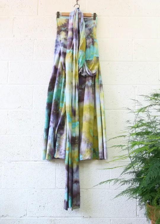 OOAK - Sari Wanderer Long Skirt / S / Med Stretch Cotton / Ice Dye (433)
